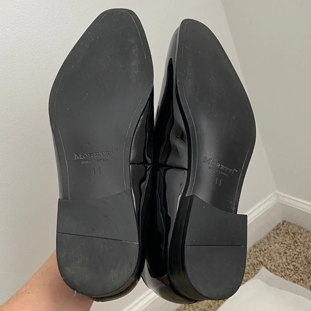 Moretti Gold Label Black Patent Tassel Slip On Loafers Size 11
